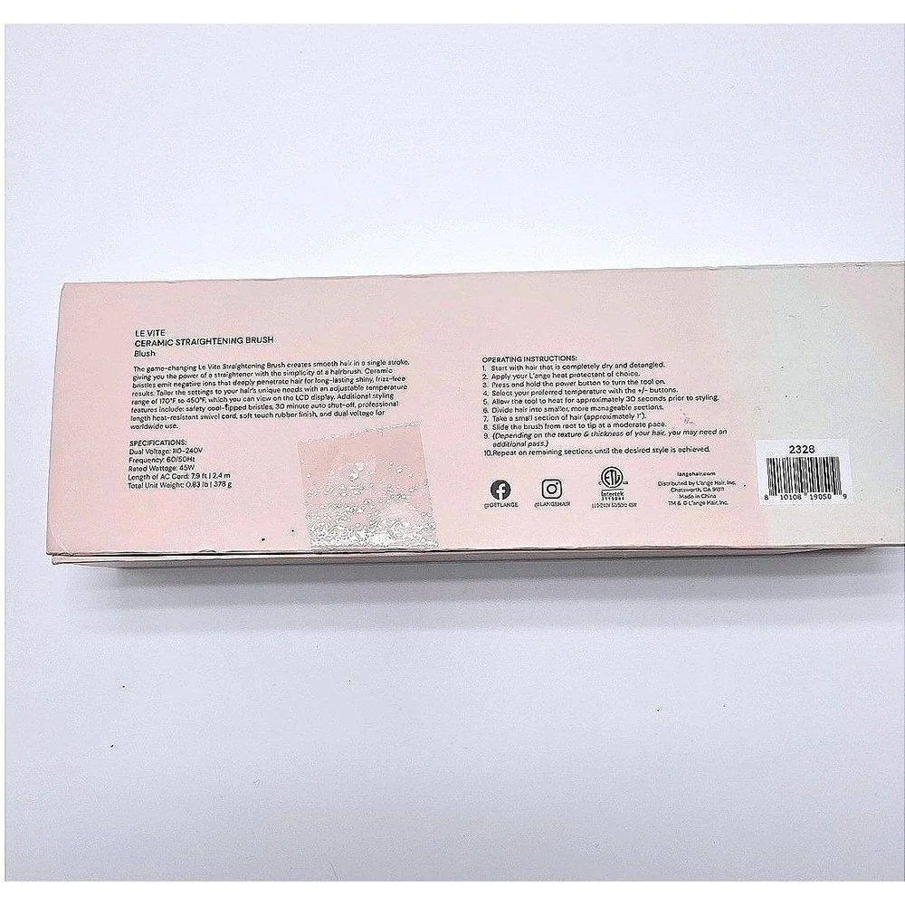 Lange Le Vite Ceramic Straightening Brush Blush Pink Hair Styling Tool‎